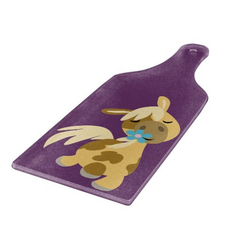 Blue Flower and Cartoon Pony Paddle Cutting Board