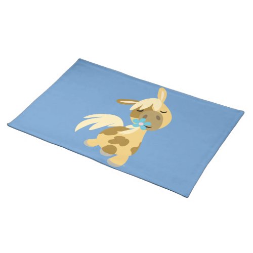 Blue Flower and Cute Cartoon Pony Placemat