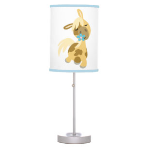 Blue Flower and Cute Cartoon Pony Table Lamp