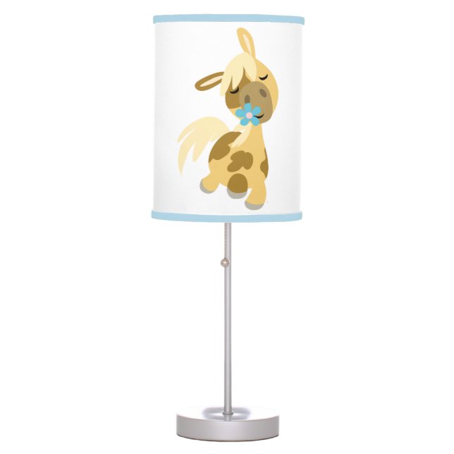 Blue Flower and Cute Cartoon Pony Table Lamp (Front)