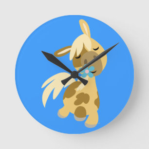 Blue Flower and Cute Cartoon Pony Wall Clock