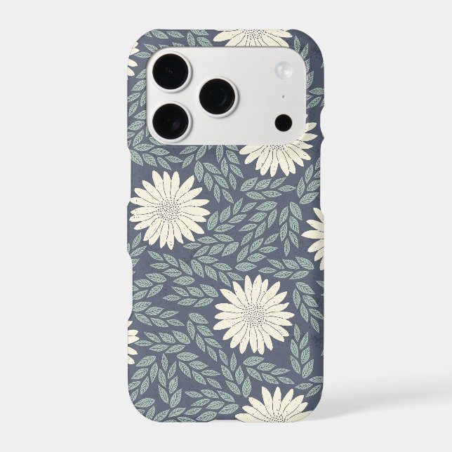 Blue Flower and Leaf Pattern Case-Mate iPhone Case (Back)