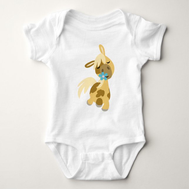 Blue Flower and  Pony Baby Bodysuit (Front)