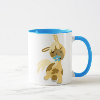 Blue Flower and  Pony mug