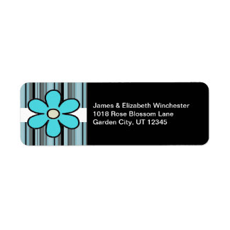 Blue Flower and Stripes Address Labels