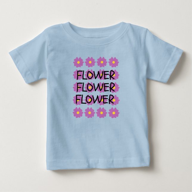 Blue flower baby fine t-shirt  (Front)