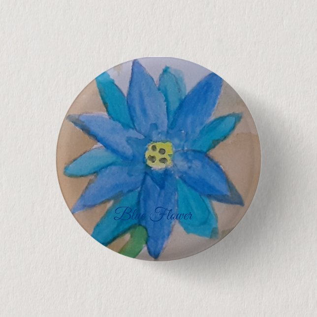 Blue Flower Badge Button (Front)