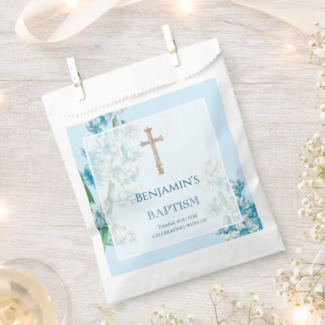  Blue Flower Baptism Favor Bag (Clipped)
