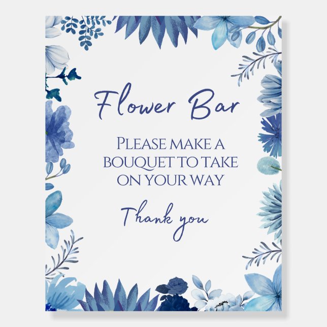 Blue Flower Bar Take A Boquet Favor Foam Board (Front)