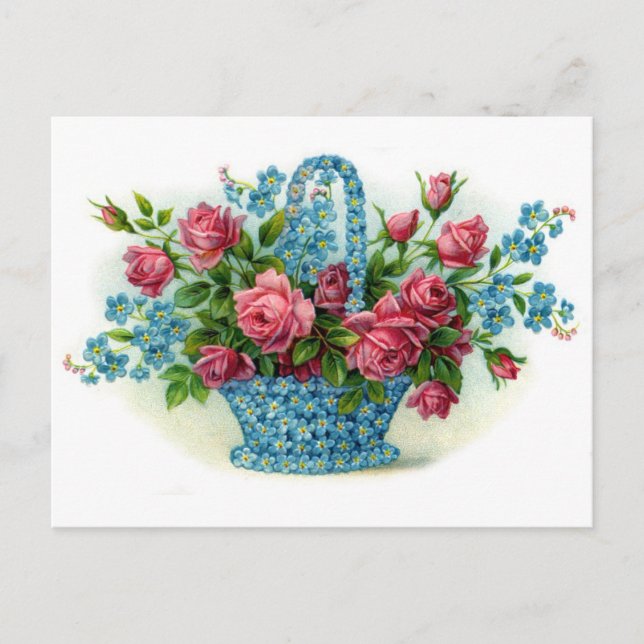 Blue Flower Basket Postcard (Front)
