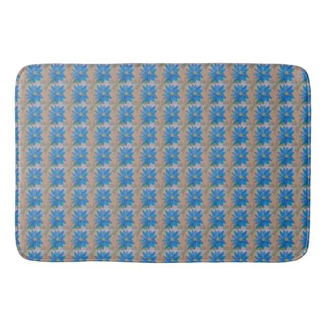 Blue Flower  Bath Mat (Front)