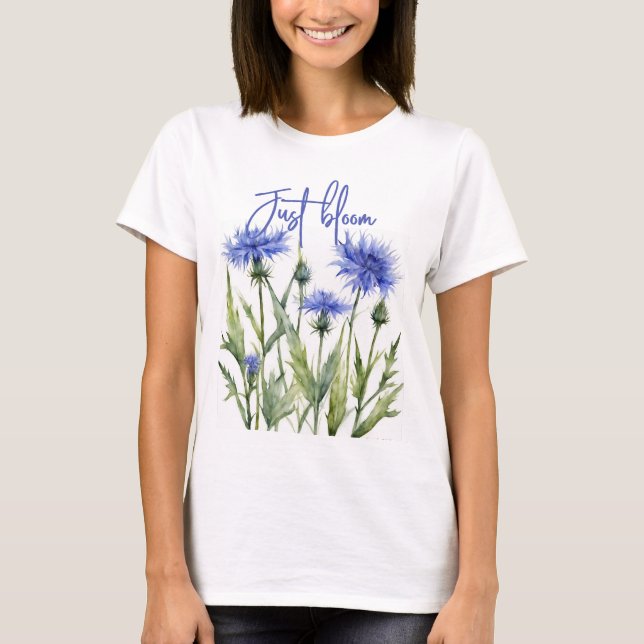 blue flower bed, blue flower design T-Shirt (Front)