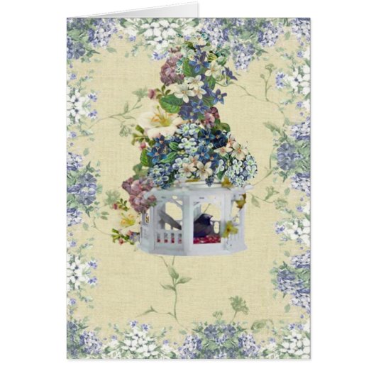 Blue Flower Birdhouse Cards (Front)
