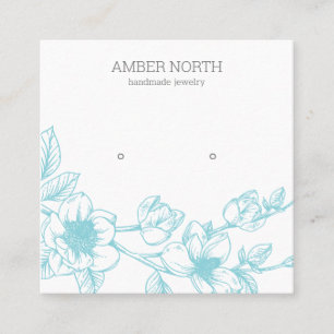 Blue Flower Blossom Jewelry Stud Earring Display Square Business Card