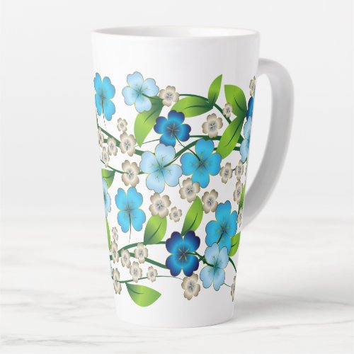 Blue Flower Blossom Latte Mug