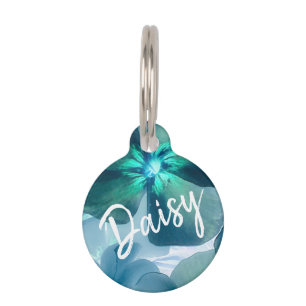 Blue Flower Blossom Pet ID Tag