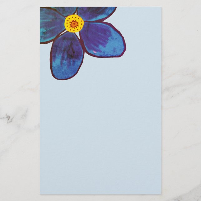 Blue Flower Blossom Spring Stationery (Front)