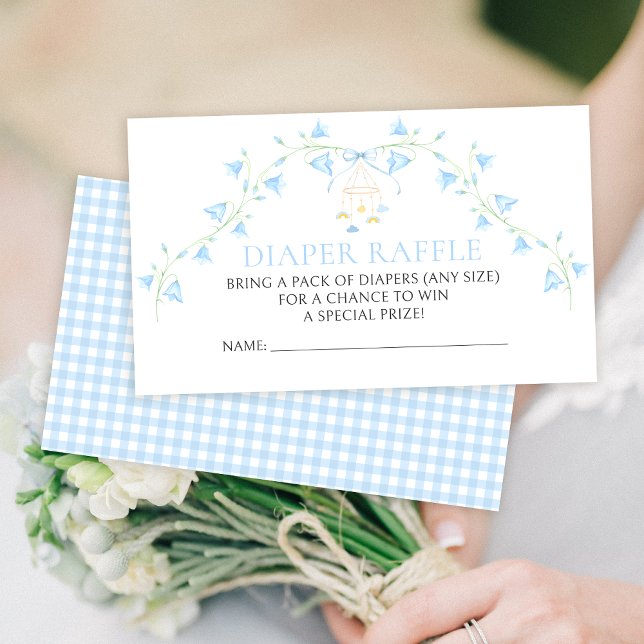 Blue Flower Bluebell Baby Shower Diaper Raffle Enclosure Card (Creator Uploaded)