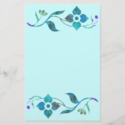 Blue Flower Border Stationery