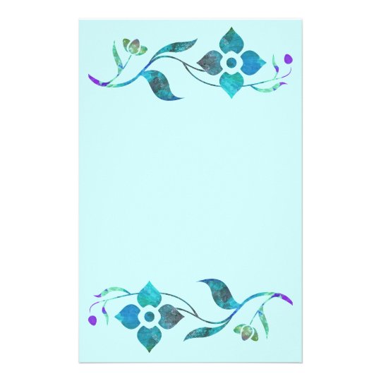 Blue Flower Border Stationery | Zazzle.com