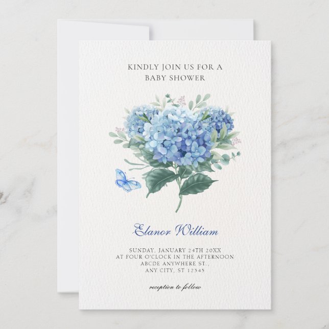 Blue flower bouquet  invitation (Front)