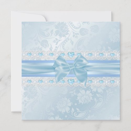 Blue Flower &amp; Bow Sweet 16 Invite