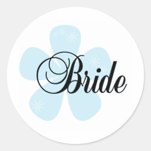 Blue Flower Bride Classic Round Sticker