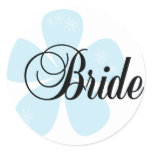 Blue Flower Bride Tshirts and Gifts Classic Round Sticker