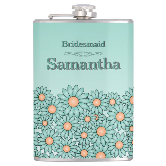 Blue Flower Bridesmaid Flask (Front)