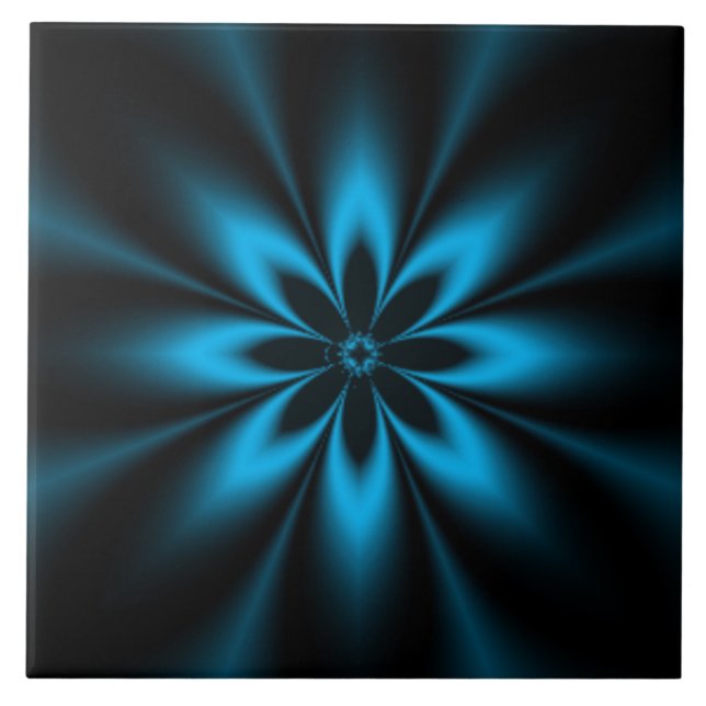 Blue Flower Burst Ceramic Tile (Front)