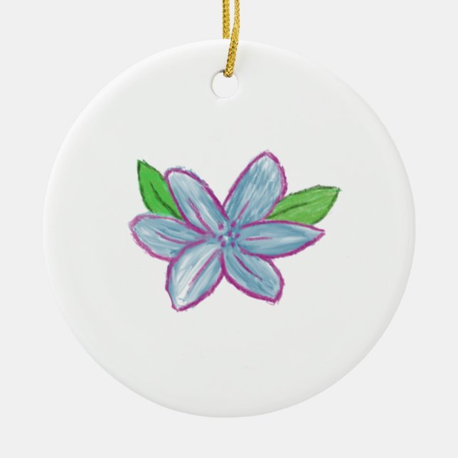 Blue Flower Ceramic Ornament (Front)