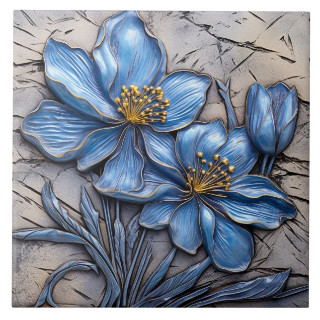 Blue Flower Ceramic Tile (Front)