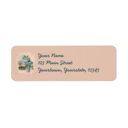 Blue Flower Cross Christian Address Labels
