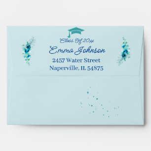 Blue Flower Custom Graduation Envelope