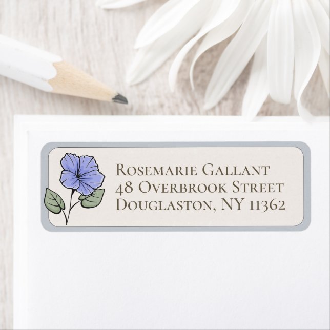 Blue Flower Custom Return Address Label (Insitu)