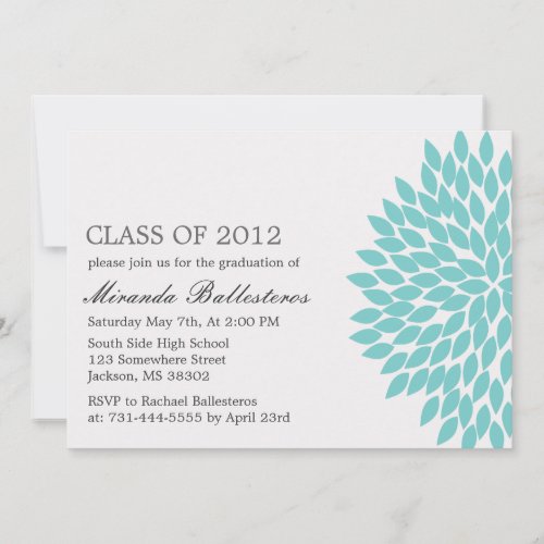 Blue Flower Design Graduation Announcements