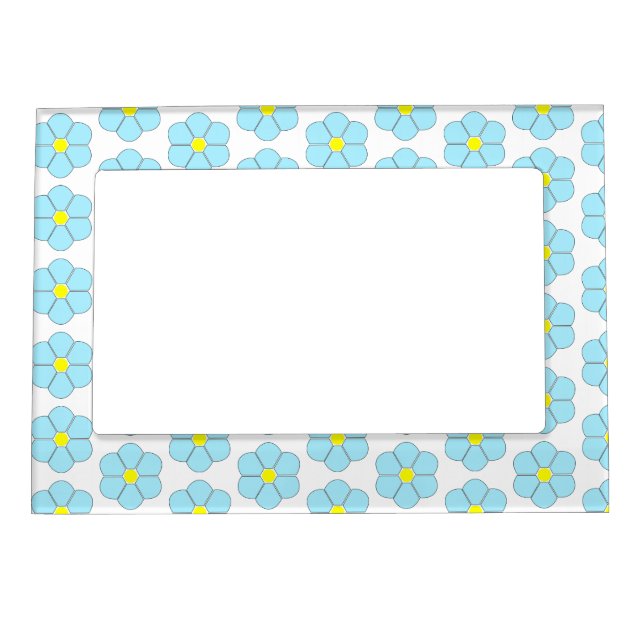 Blue Flower Design Magnetic Frame (Front)