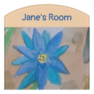 Blue Flower Door Sign