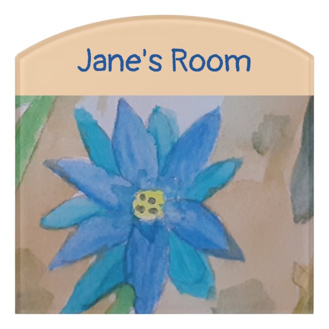 Blue Flower  Door Sign (Contour Front)