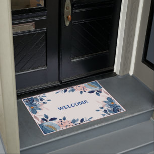 blue flower doormat