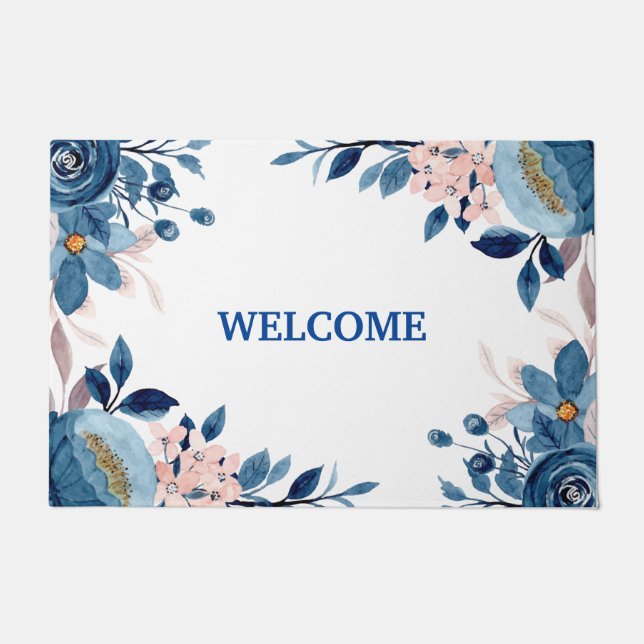  blue flower doormat (Front)