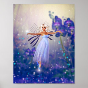 Blue Flower Fairy Poster