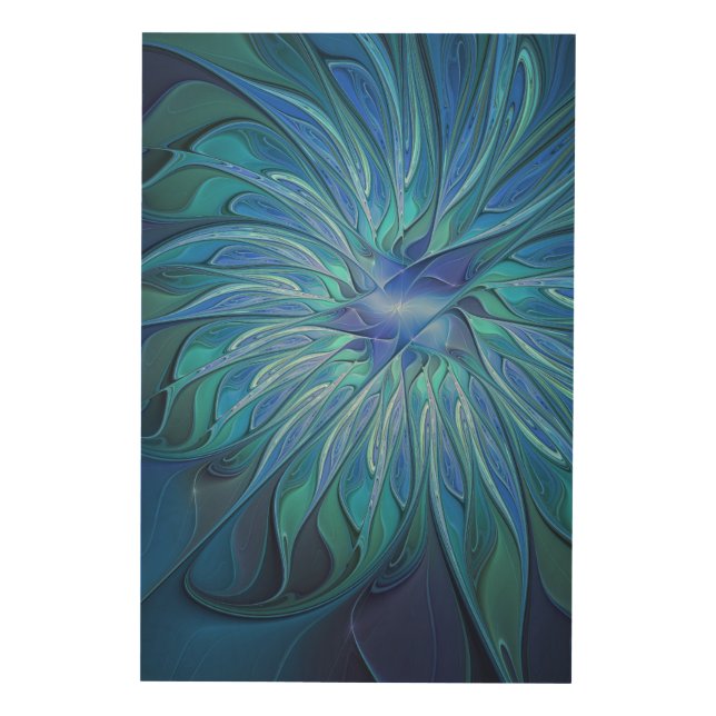 Blue Flower Fantasy Pattern, Abstract Fractal Art (Front)
