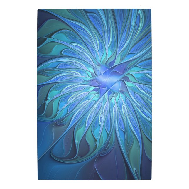 Blue Flower Fantasy Pattern, Abstract Fractal Art (Front)