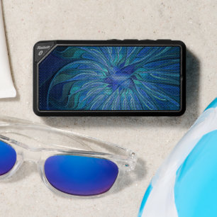 Blue Flower Fantasy Pattern, Abstract Fractal Art Bluetooth Speaker