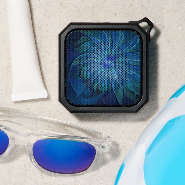 Blue Flower Fantasy Pattern, Abstract Fractal Art Bluetooth Speaker (Insitu(Beach))