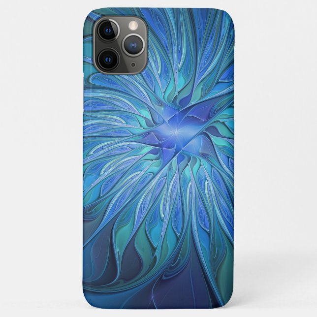 Blue Flower Fantasy Pattern, Abstract Fractal Art Case-Mate iPhone Case (Back)