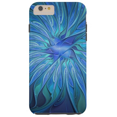Blue Flower Fantasy Pattern Abstract Fractal Art Tough iPhone 6 Plus Case