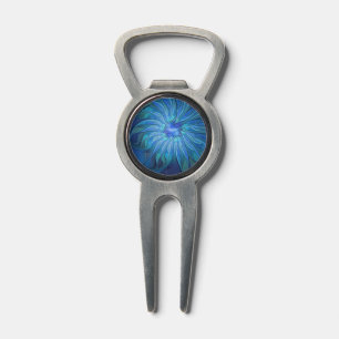 Blue Flower Fantasy Pattern, Abstract Fractal Art Divot Tool