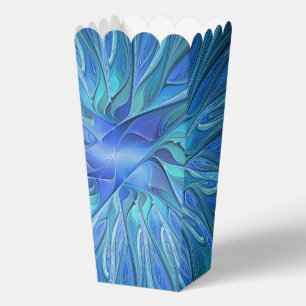 Blue Flower Fantasy Pattern, Abstract Fractal Art Favor Boxes